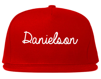 Danielson Connecticut CT Script Mens Snapback Hat Red