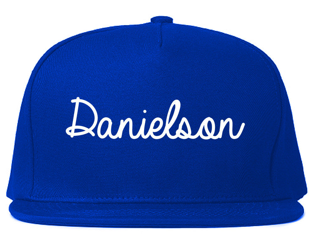 Danielson Connecticut CT Script Mens Snapback Hat Royal Blue