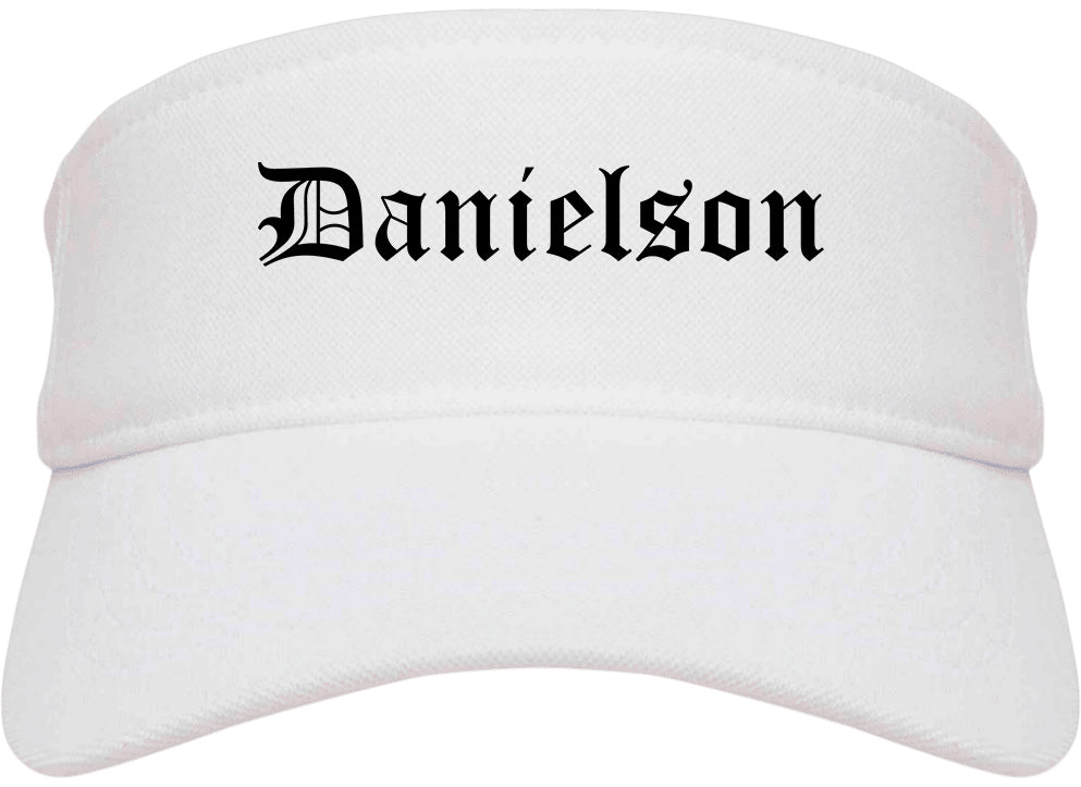 Danielson Connecticut CT Old English Mens Visor Cap Hat White