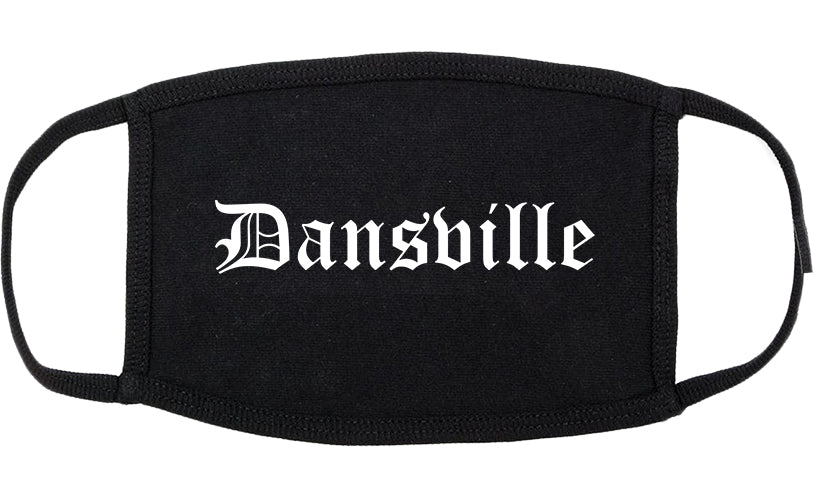 Dansville New York NY Old English Cotton Face Mask Black