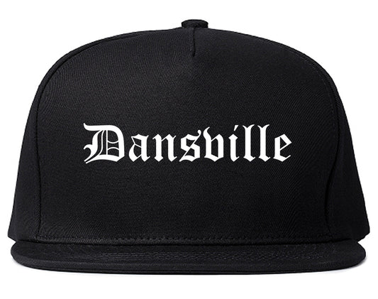 Dansville New York NY Old English Mens Snapback Hat Black