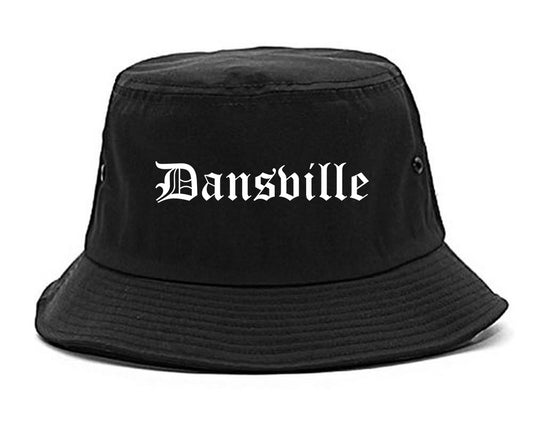 Dansville New York NY Old English Mens Bucket Hat Black