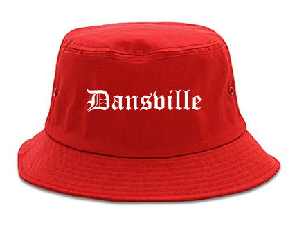 Dansville New York NY Old English Mens Bucket Hat Red