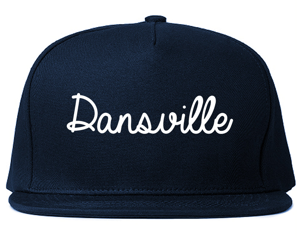 Dansville New York NY Script Mens Snapback Hat Navy Blue