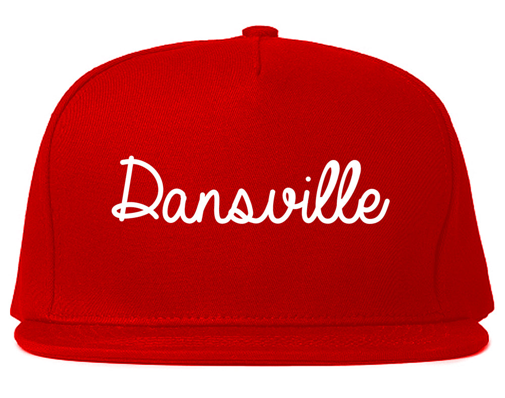 Dansville New York NY Script Mens Snapback Hat Red