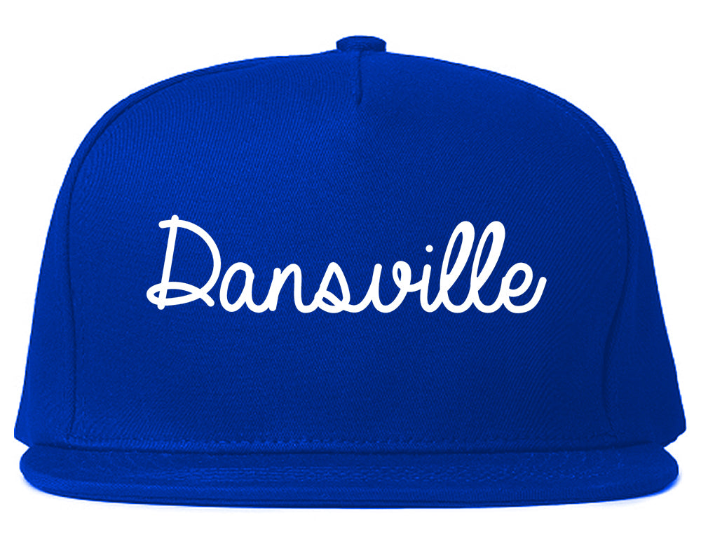 Dansville New York NY Script Mens Snapback Hat Royal Blue