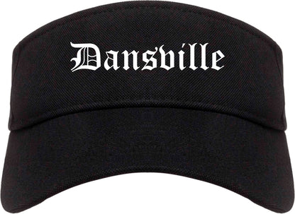 Dansville New York NY Old English Mens Visor Cap Hat Black