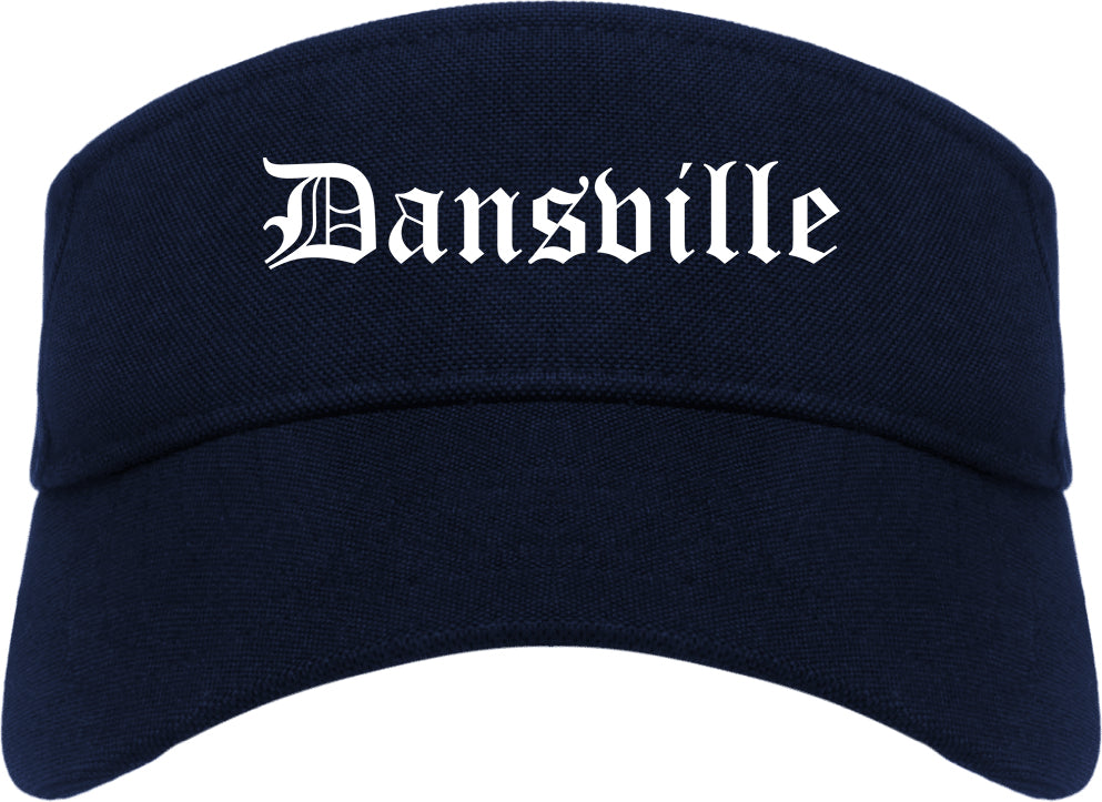 Dansville New York NY Old English Mens Visor Cap Hat Navy Blue