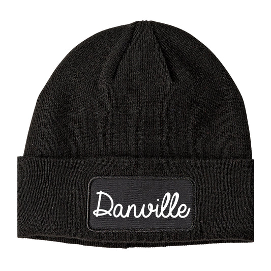 Danville California CA Script Mens Knit Beanie Hat Cap Black