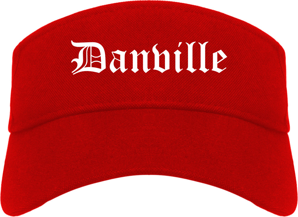 Danville Illinois IL Old English Mens Visor Cap Hat Red