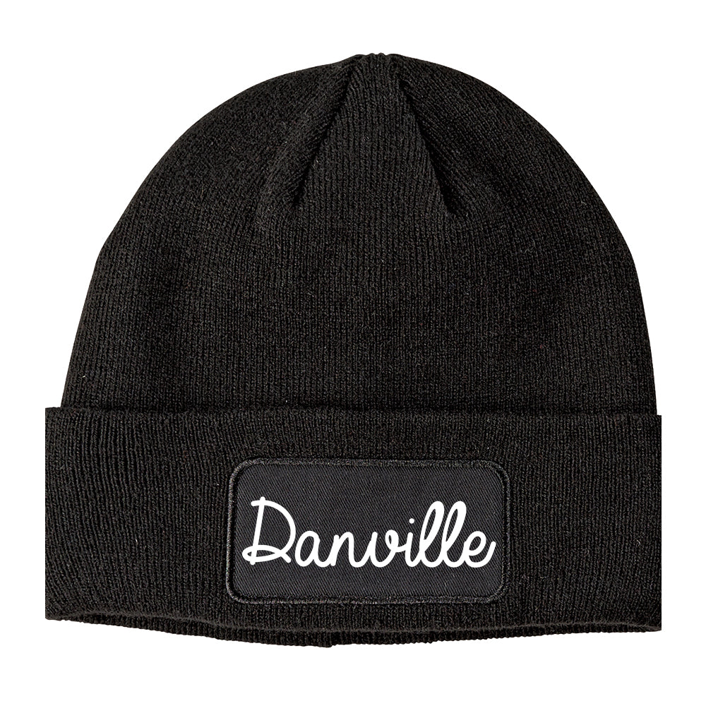 Danville Indiana IN Script Mens Knit Beanie Hat Cap Black