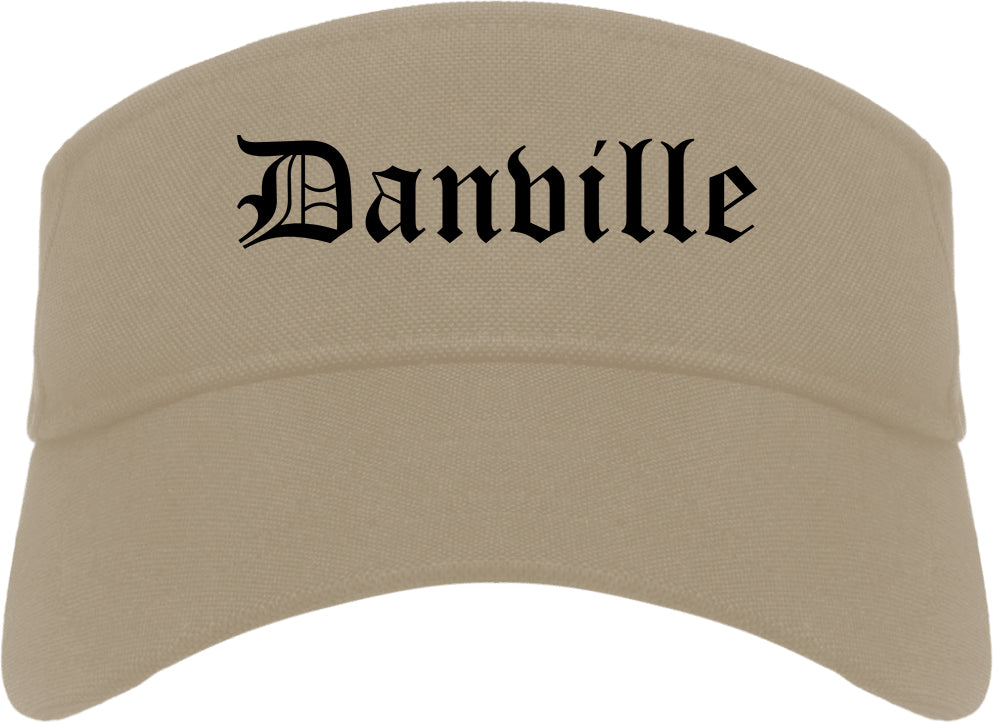 Danville Indiana IN Old English Mens Visor Cap Hat Khaki