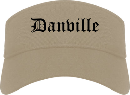 Danville Indiana IN Old English Mens Visor Cap Hat Khaki