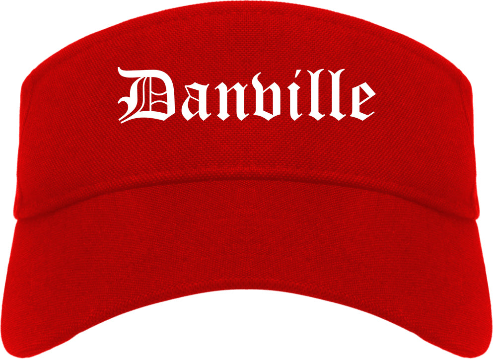 Danville Indiana IN Old English Mens Visor Cap Hat Red