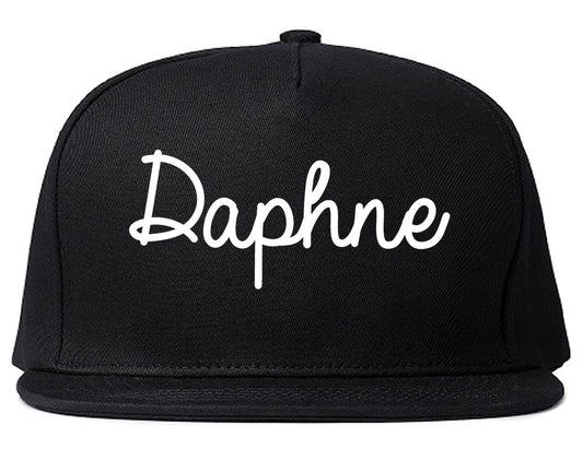 Daphne Alabama AL Script Mens Snapback Hat Black