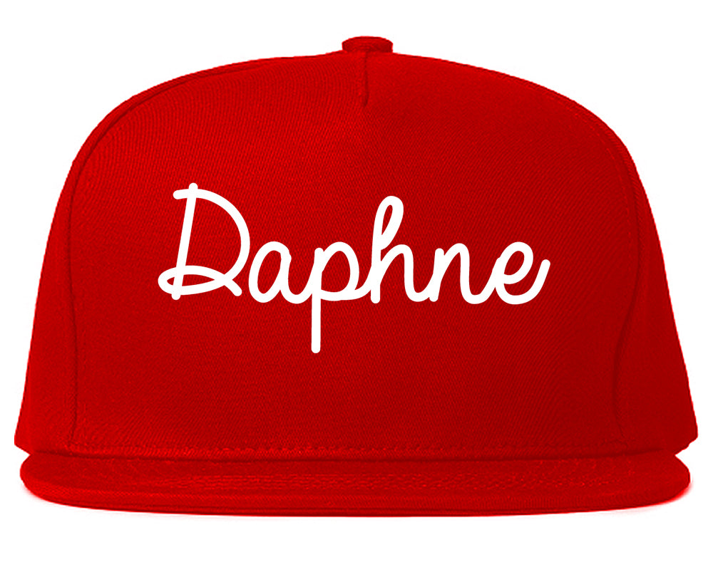 Daphne Alabama AL Script Mens Snapback Hat Red