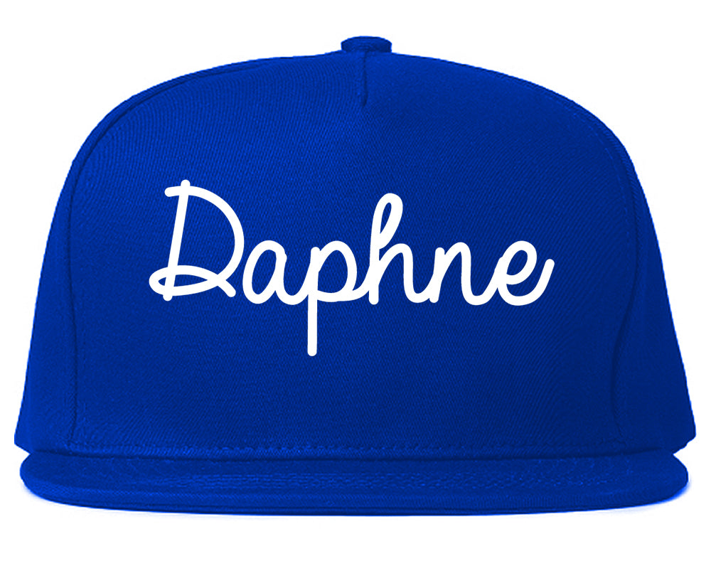 Daphne Alabama AL Script Mens Snapback Hat Royal Blue