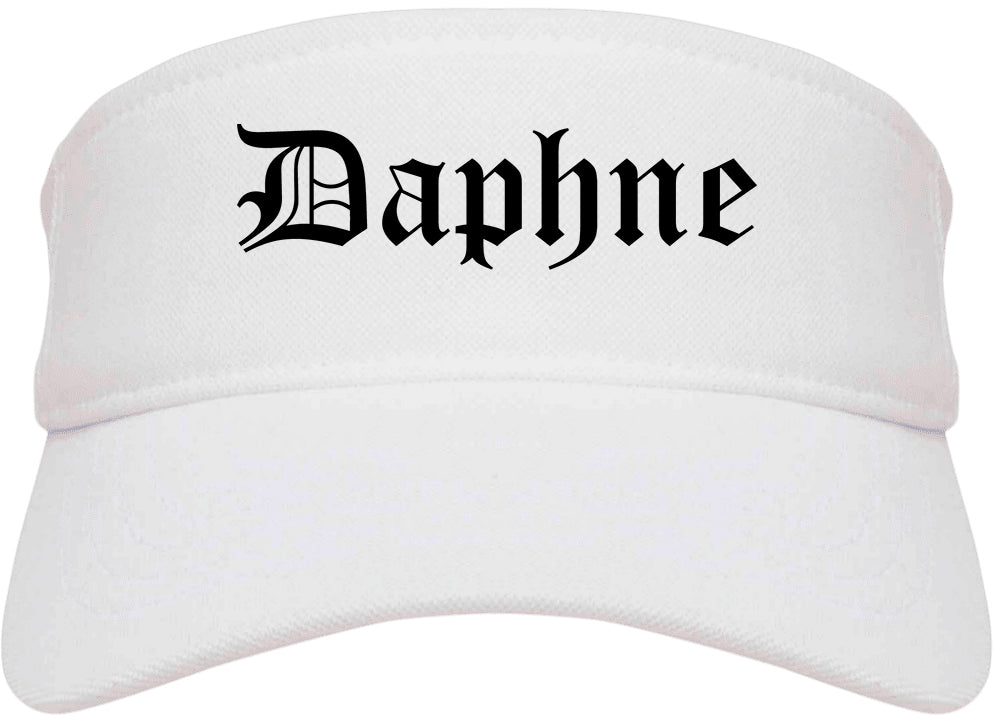 Daphne Alabama AL Old English Mens Visor Cap Hat White