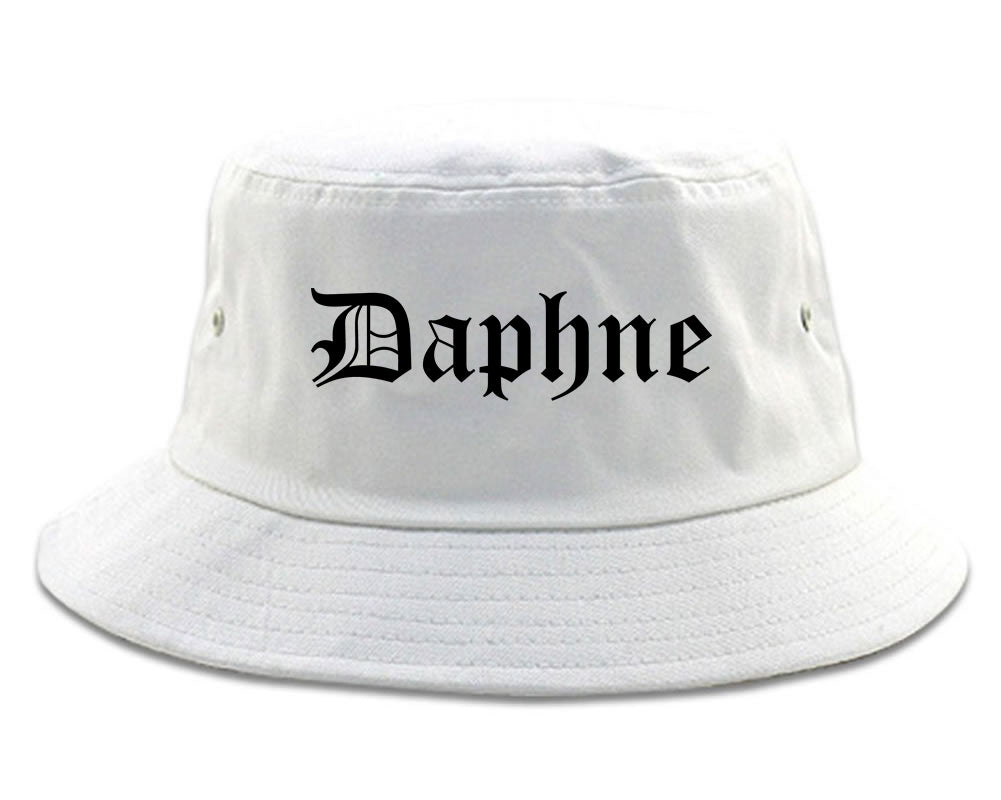 Daphne Alabama AL Old English Mens Bucket Hat White