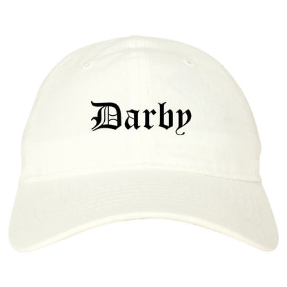 Darby Pennsylvania PA Old English Mens Dad Hat Baseball Cap White