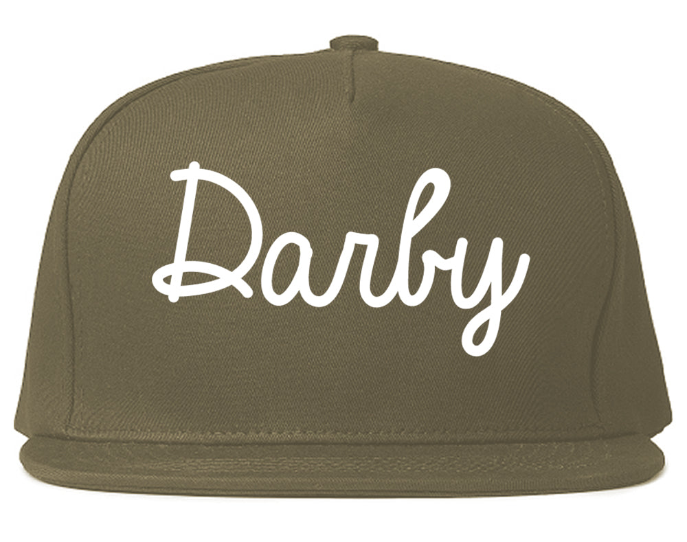 Darby Pennsylvania PA Script Mens Snapback Hat Grey