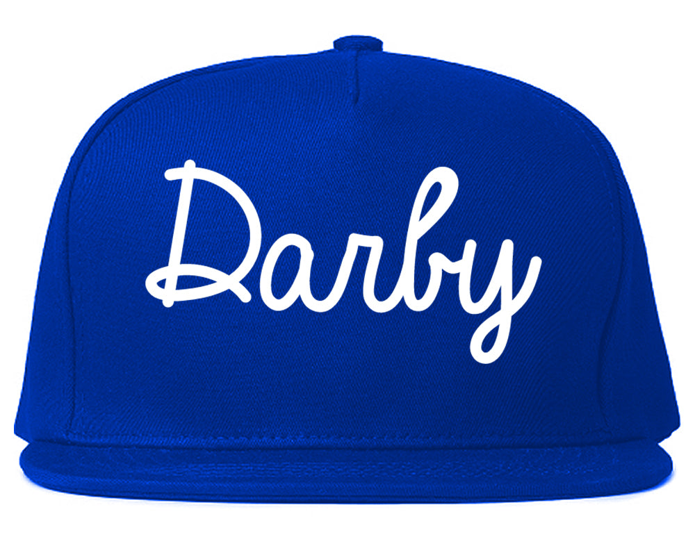 Darby Pennsylvania PA Script Mens Snapback Hat Royal Blue
