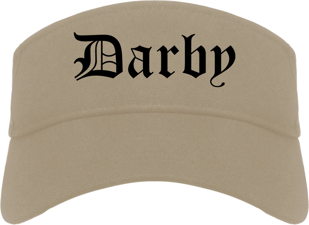 Darby Pennsylvania PA Old English Mens Visor Cap Hat Khaki