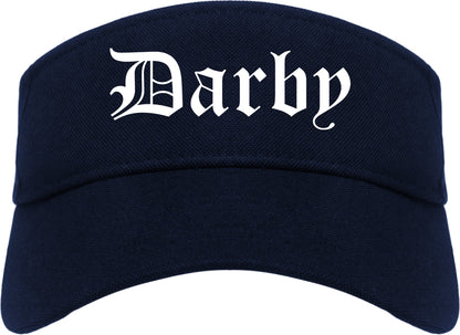Darby Pennsylvania PA Old English Mens Visor Cap Hat Navy Blue