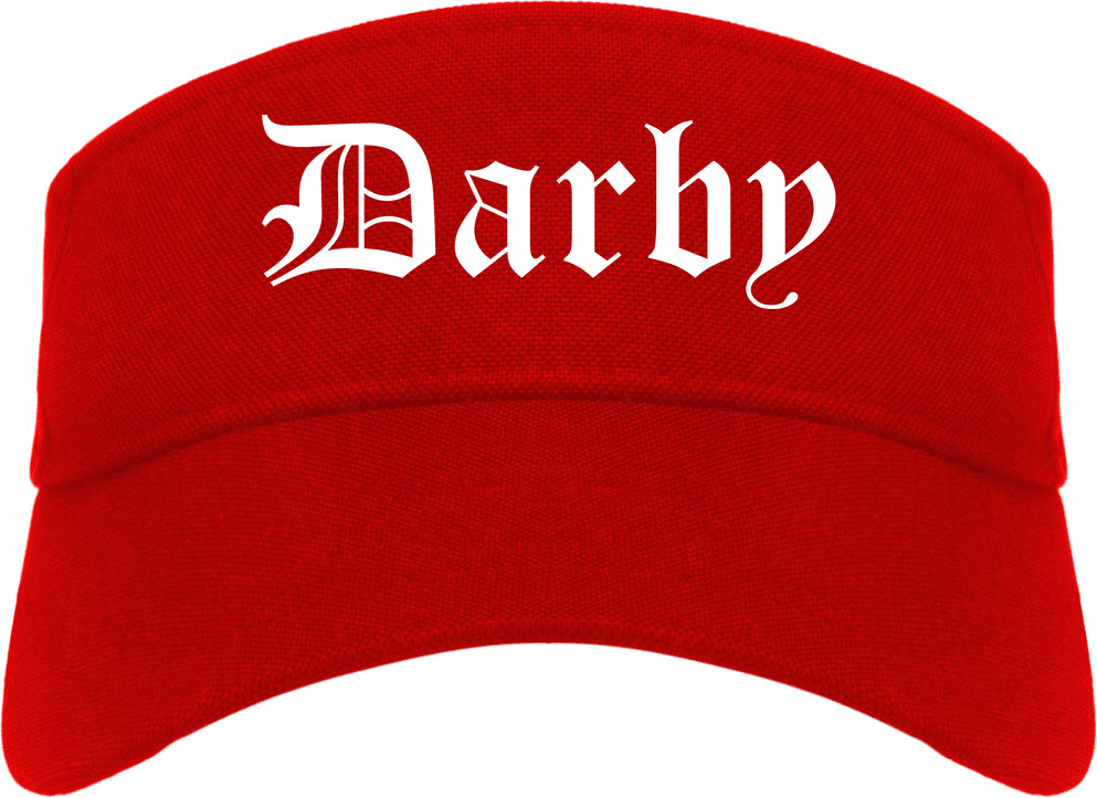Darby Pennsylvania PA Old English Mens Visor Cap Hat Red