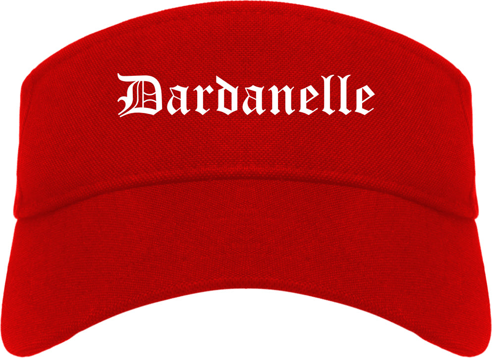 Dardanelle Arkansas AR Old English Mens Visor Cap Hat Red