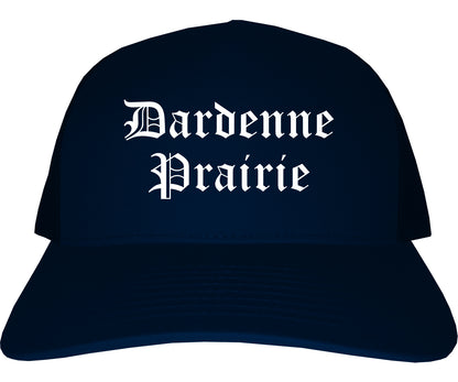 Dardenne Prairie Missouri MO Old English Mens Trucker Hat Cap Navy Blue