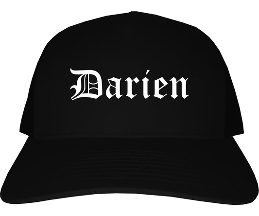 Darien Illinois IL Old English Mens Trucker Hat Cap Black