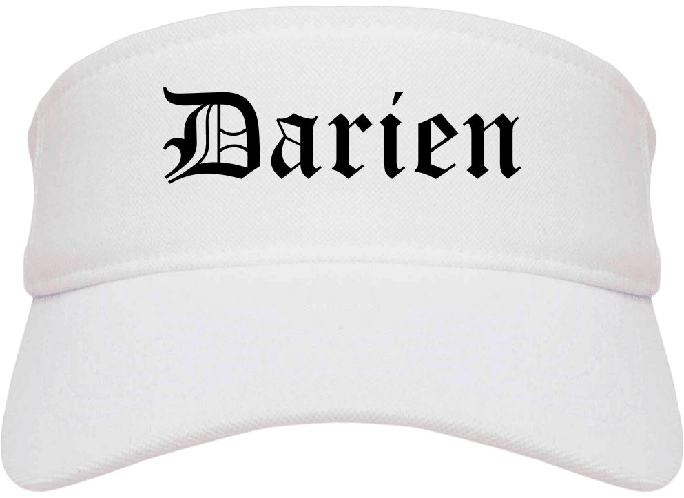 Darien Illinois IL Old English Mens Visor Cap Hat White