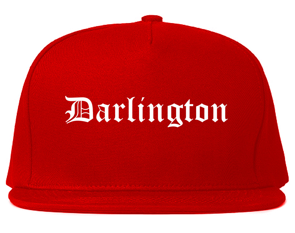 Darlington South Carolina SC Old English Mens Snapback Hat Red
