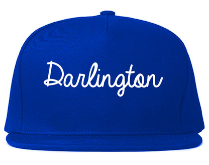 Darlington South Carolina SC Script Mens Snapback Hat Royal Blue