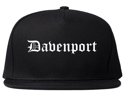 Davenport Iowa IA Old English Mens Snapback Hat Black