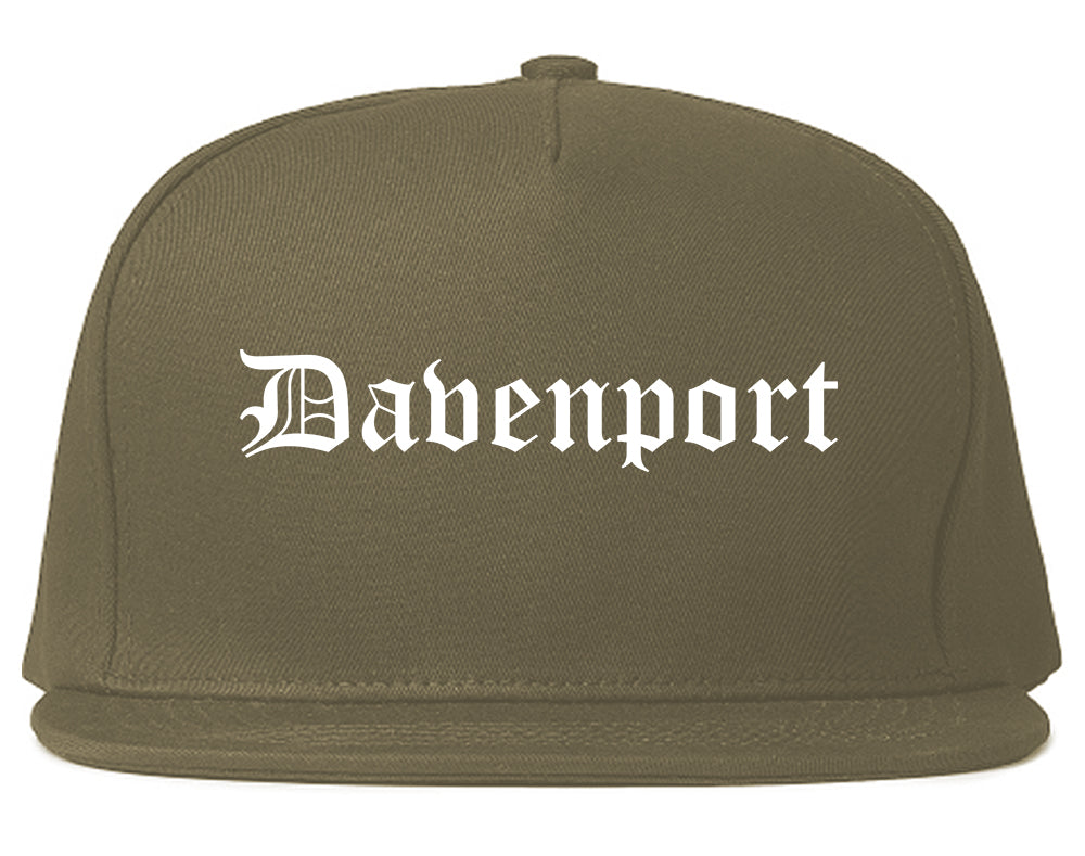Davenport Iowa IA Old English Mens Snapback Hat Grey