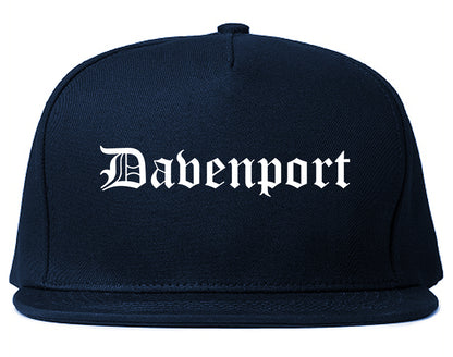 Davenport Iowa IA Old English Mens Snapback Hat Navy Blue