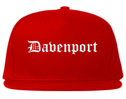 Davenport Iowa IA Old English Mens Snapback Hat Red