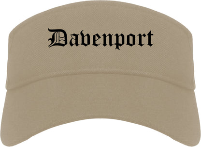 Davenport Iowa IA Old English Mens Visor Cap Hat Khaki