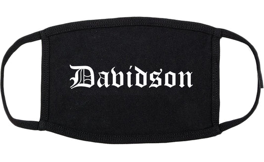 Davidson North Carolina NC Old English Cotton Face Mask Black