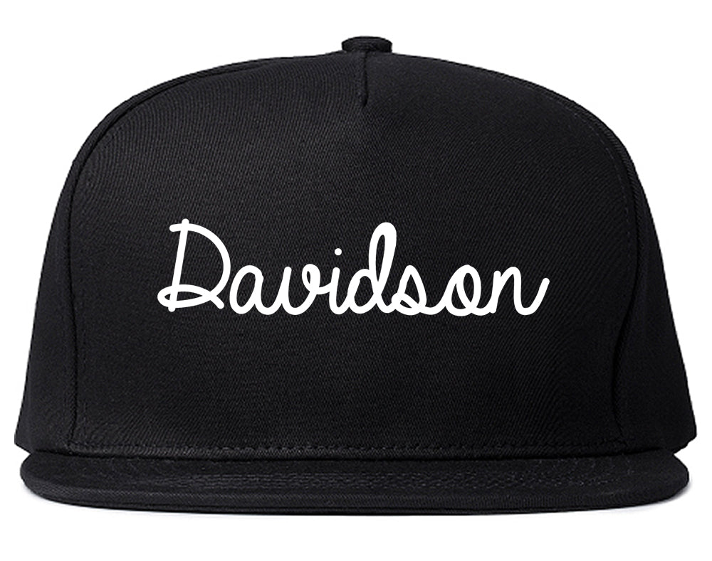 Davidson North Carolina NC Script Mens Snapback Hat Black