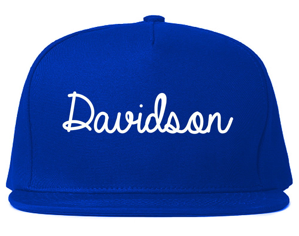 Davidson North Carolina NC Script Mens Snapback Hat Royal Blue