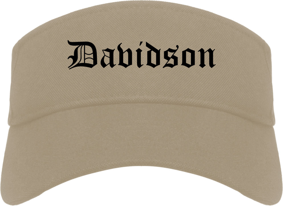 Davidson North Carolina NC Old English Mens Visor Cap Hat Khaki