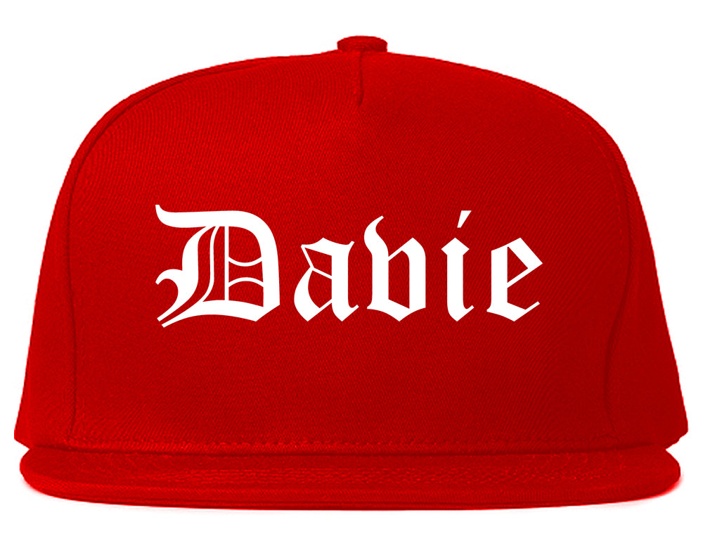 Davie Florida FL Old English Mens Snapback Hat Red