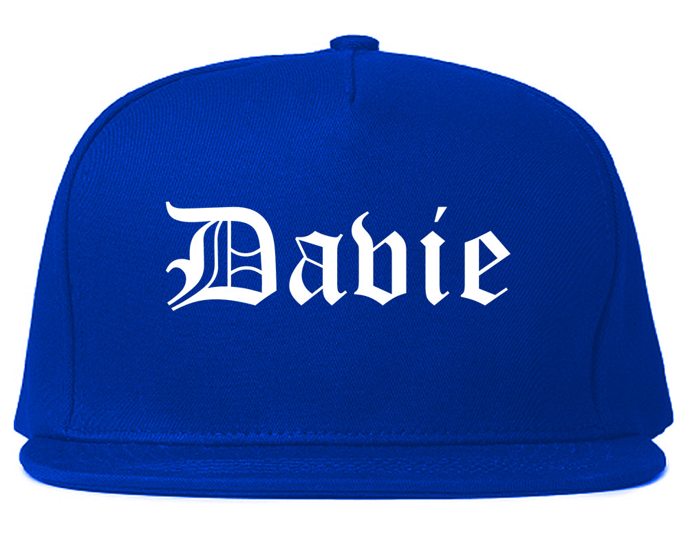 Davie Florida FL Old English Mens Snapback Hat Royal Blue