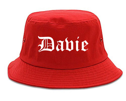 Davie Florida FL Old English Mens Bucket Hat Red
