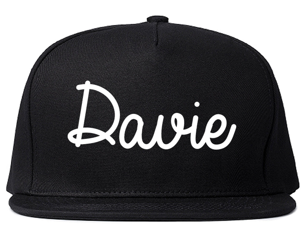 Davie Florida FL Script Mens Snapback Hat Black