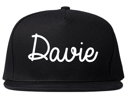 Davie Florida FL Script Mens Snapback Hat Black