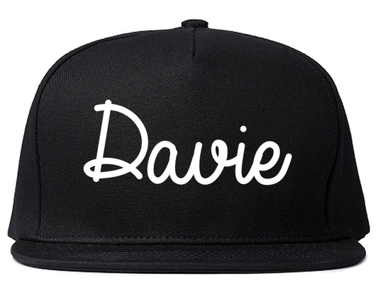 Davie Florida FL Script Mens Snapback Hat Black